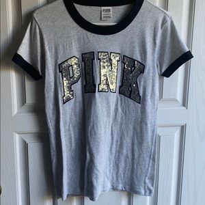 pink short sleeve sequin t-shirt